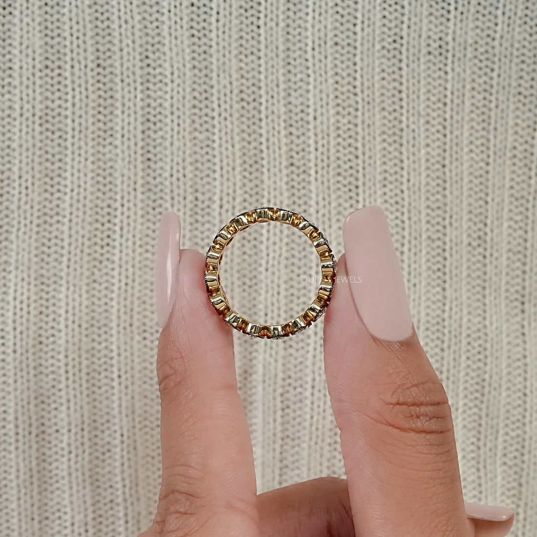 Old Mine Oval Lab Diamond Eternity Band Ring