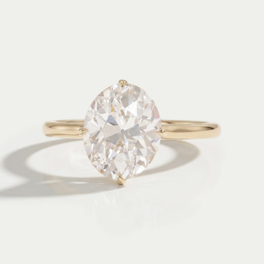 Solitaire Old Mine Oval Diamond Ring Rings