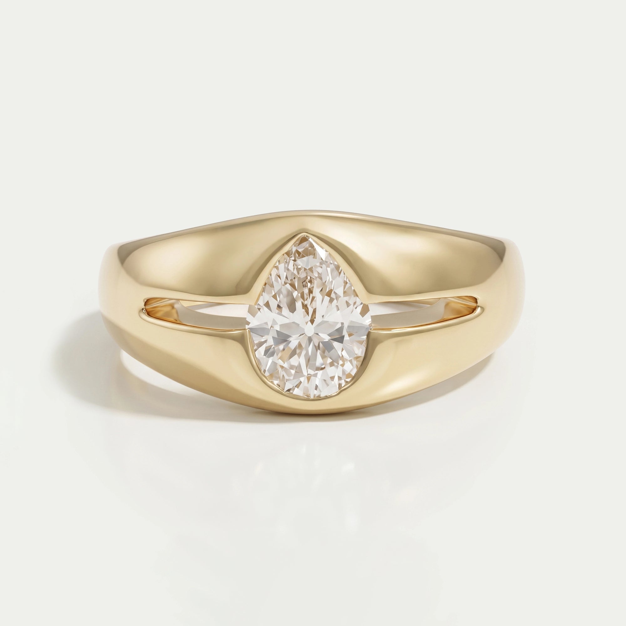 Old Mine Pear Lab Diamond Men's Wedding Ring