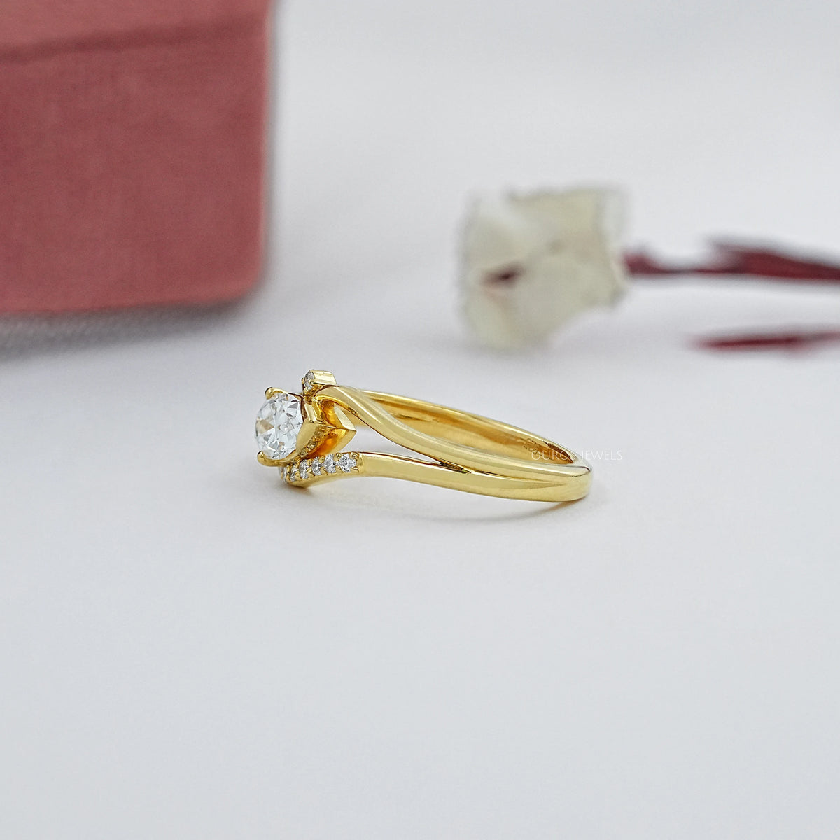Old Mine Pear Lab Diamond Split Shank Bypass Ring