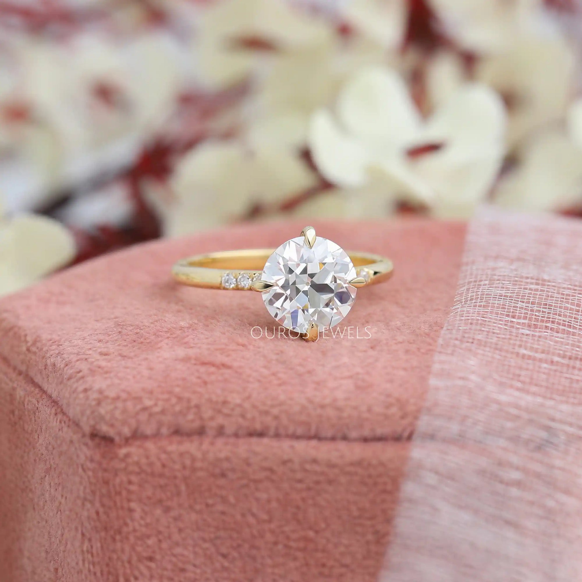 Old European Round Cut Diamond Engagement Ring Rings