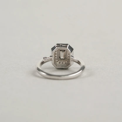 Olive Emerald Cut Double Halo Lab Diamond Ring
