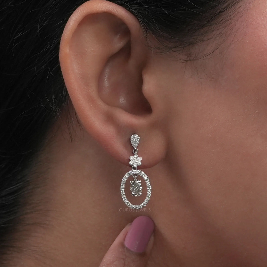 Oval Cut Lab Diamond Drop Earrings Earrings