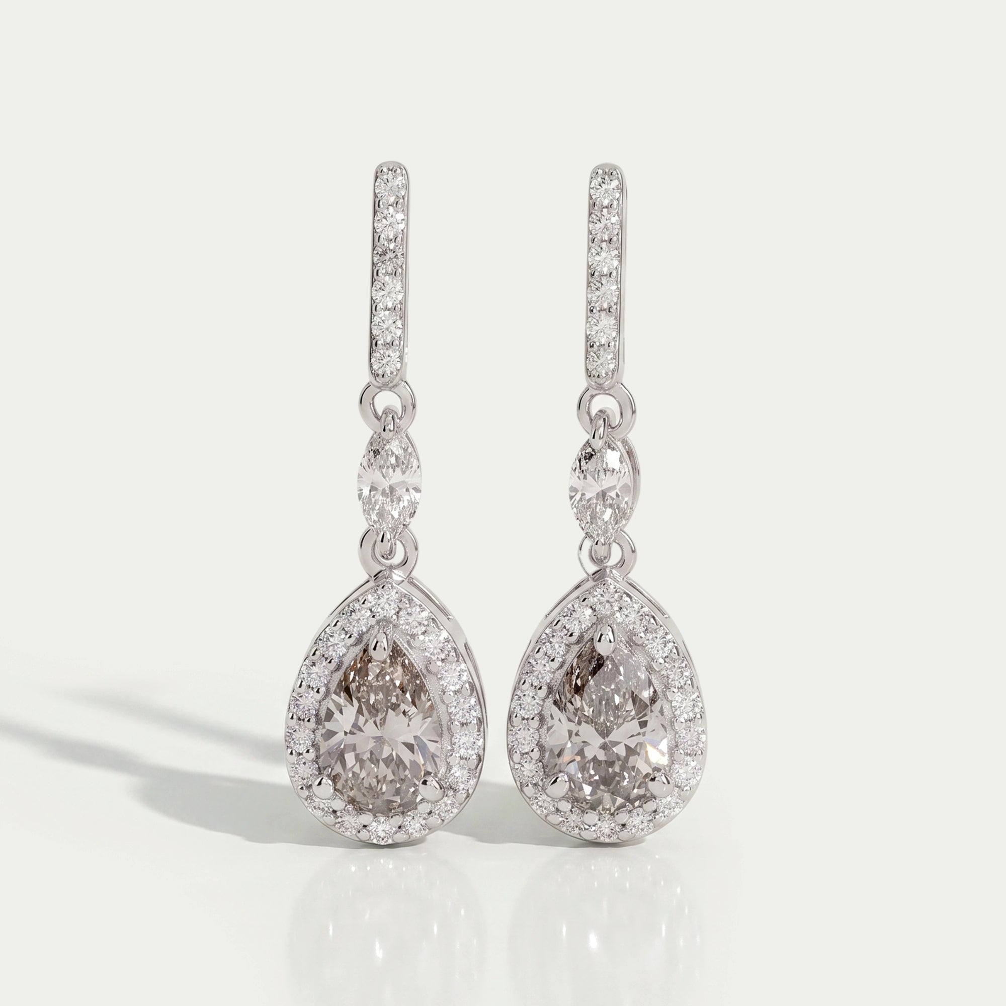 Olive Pear Shape Halo Drop Dangle Earrings Earrings