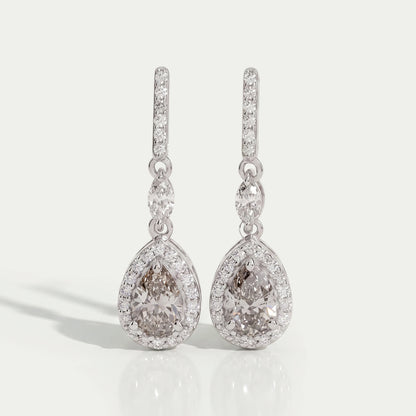 Olive Pear Shape Halo Drop Dangle Earrings Earrings
