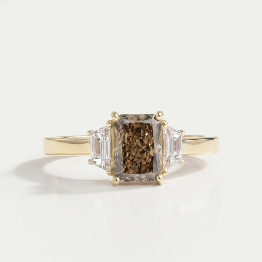 Olive Radiant Cut Three Stone Lab Grown Diamond Engagement Ring Rings