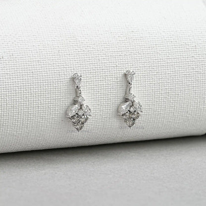 Olive Round Shape Cluster Diamond Earrings Earrings
