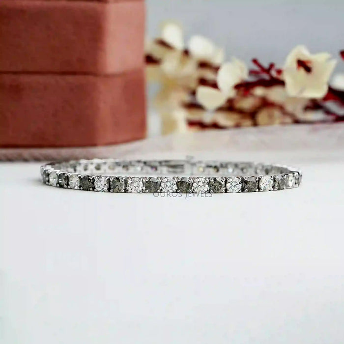 3.80 MM Fancy Color Round Cut Diamond Tennis Bracelet
