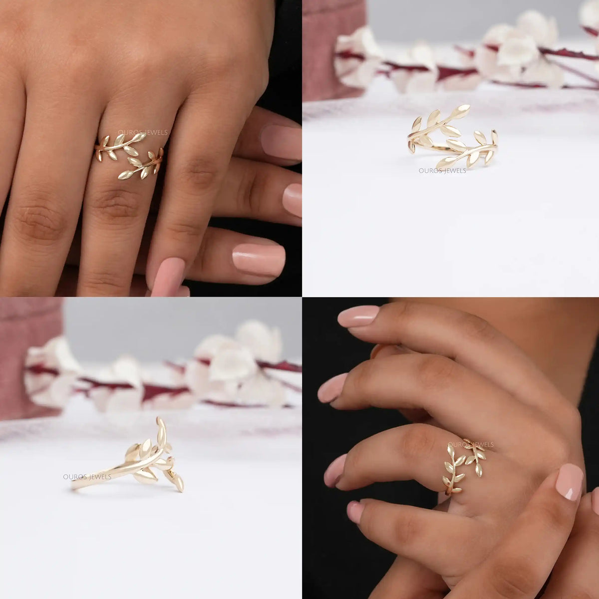 Yellow Gold Leaf Bypass Ring Rings