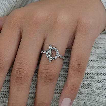 Open Circle Round Diamond Loop Engagement Ring Ring