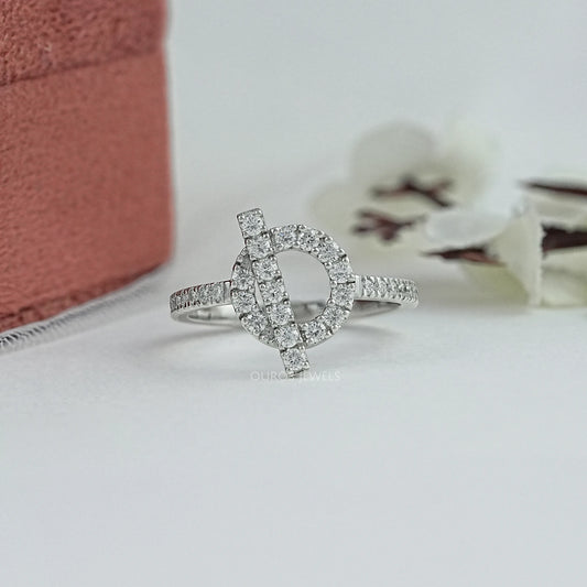Open Circle Round Diamond Loop Engagement Ring Ring