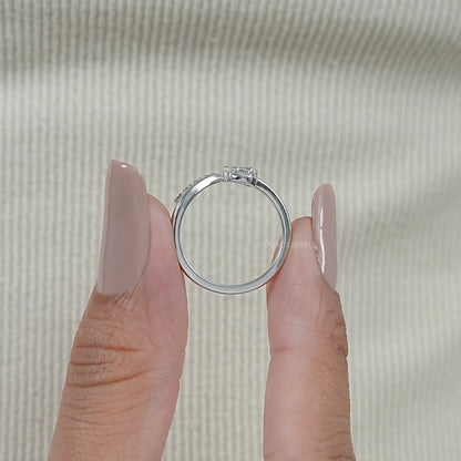 Pear Diamond Leaf Open Cuff Wedding Ring Rings