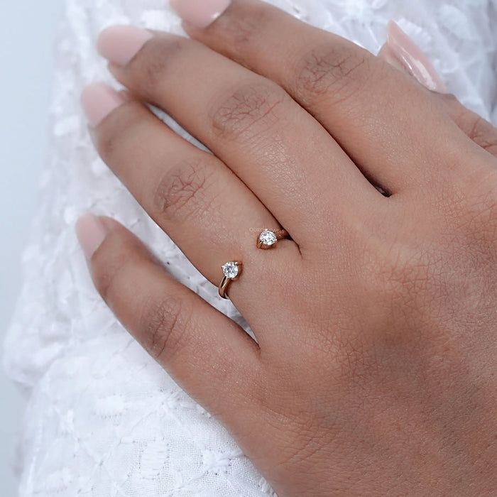 Round Lab Diamond Open Cuff Wedding Ring