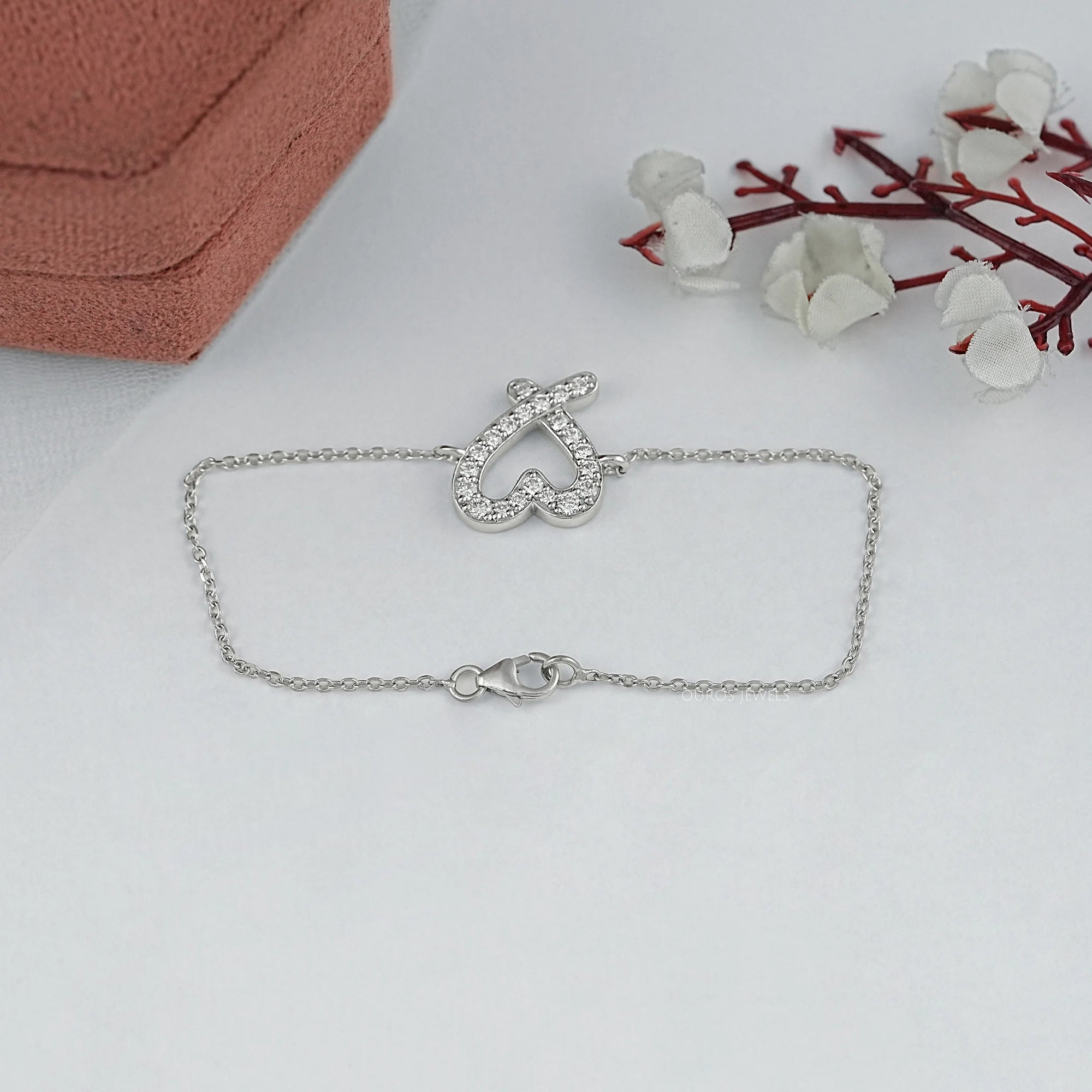 Round Diamond Open Heart Bracelet Bracelet
