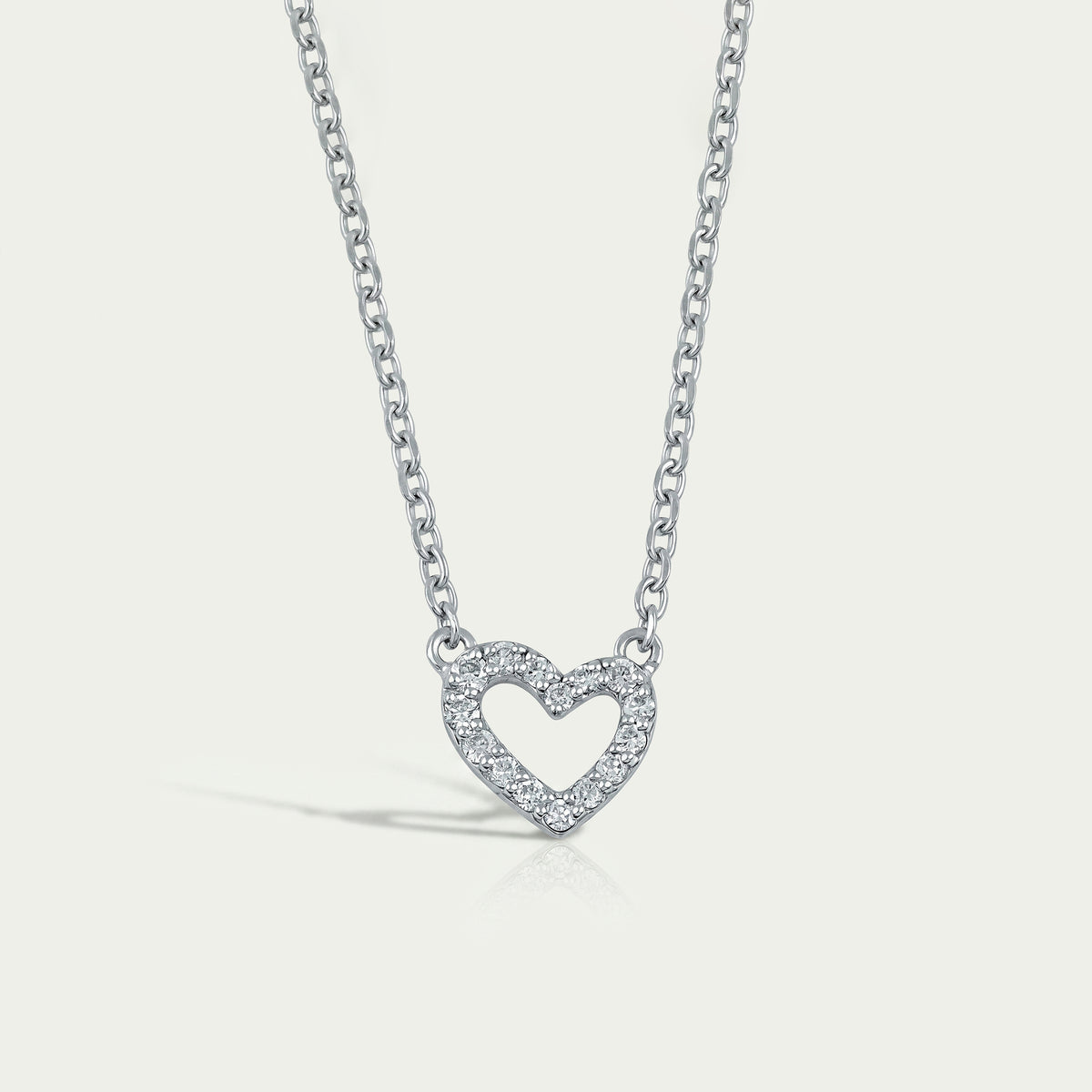 Open Heart Shape Lab Diamond Pendant Necklaces
