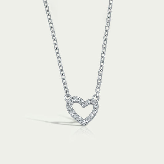 Open Heart Shape Lab Diamond Pendant Necklaces