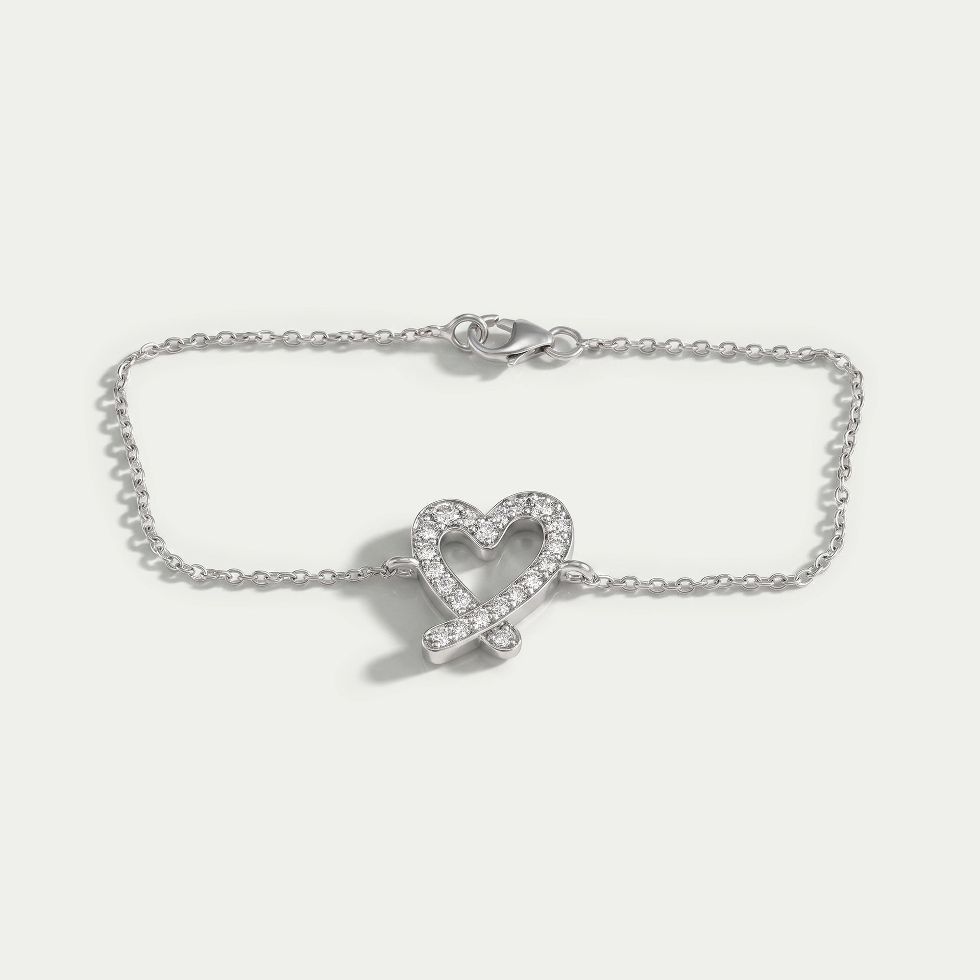 Round Diamond Open Heart Bracelet