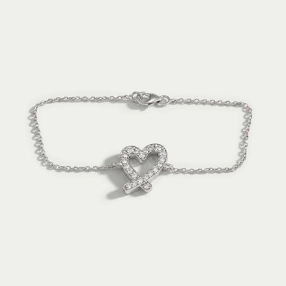 Round Diamond Open Heart Bracelet