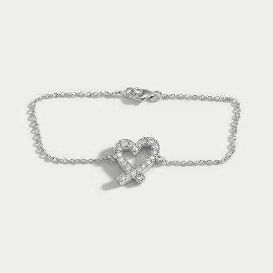 Round Diamond Open Heart Bracelet