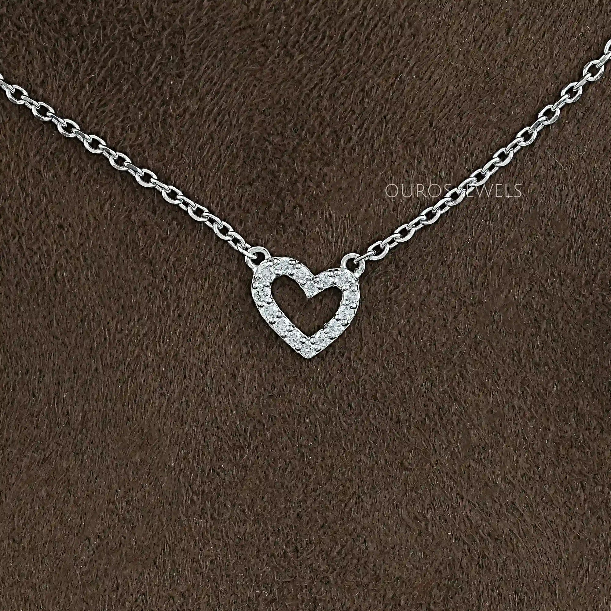 Open Heart Shape Lab Diamond Pendant Necklaces