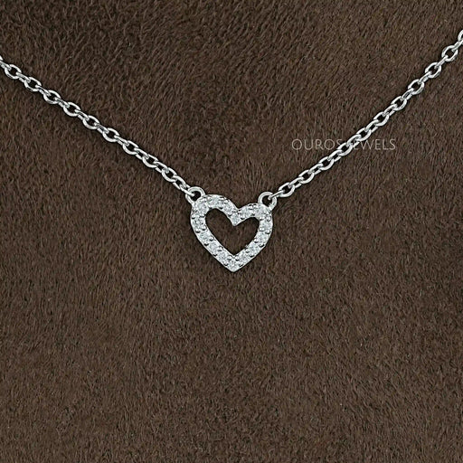 Open Heart Shape Lab Diamond Pendant Necklaces