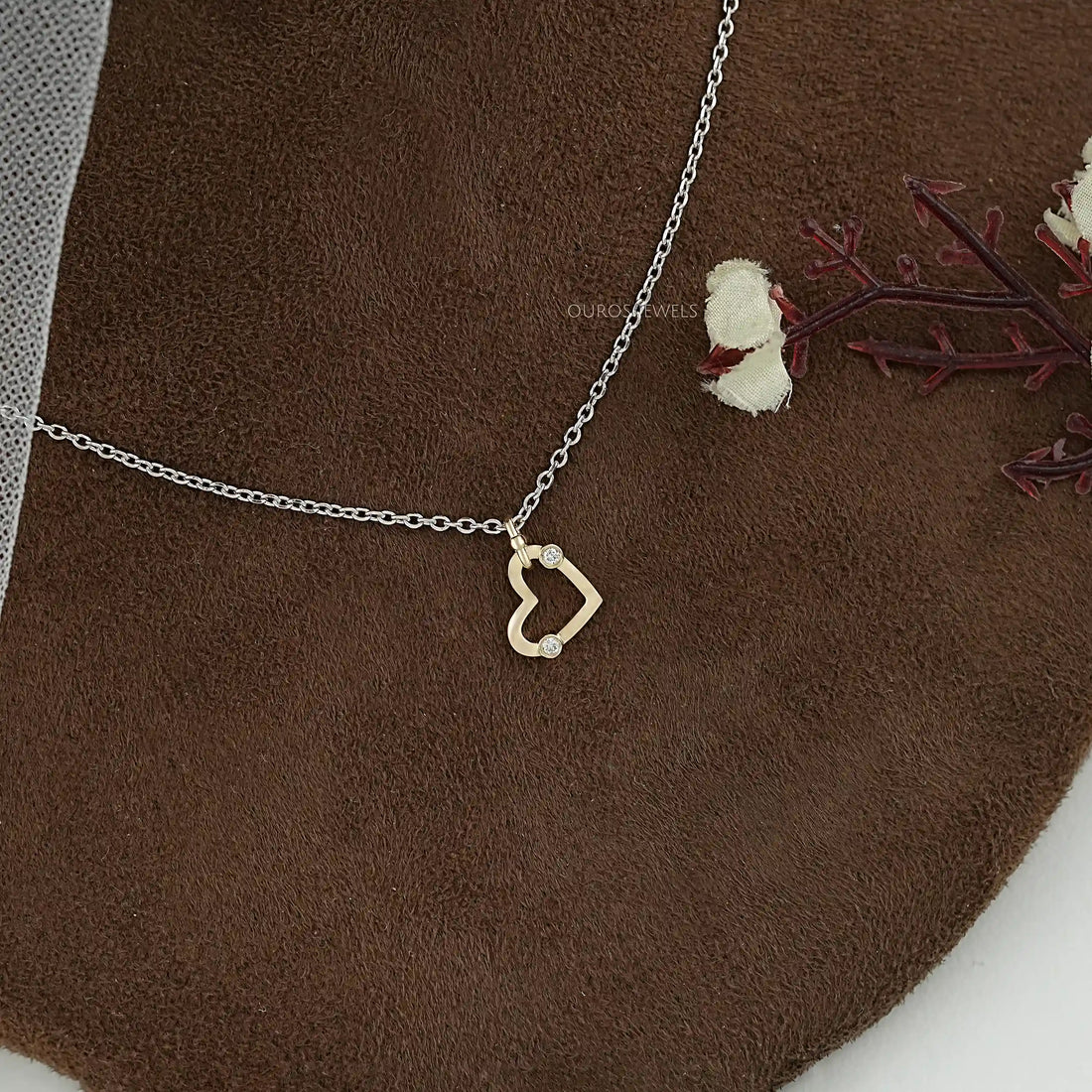 Lab Diamond Open Heart Shape Pendant Necklaces