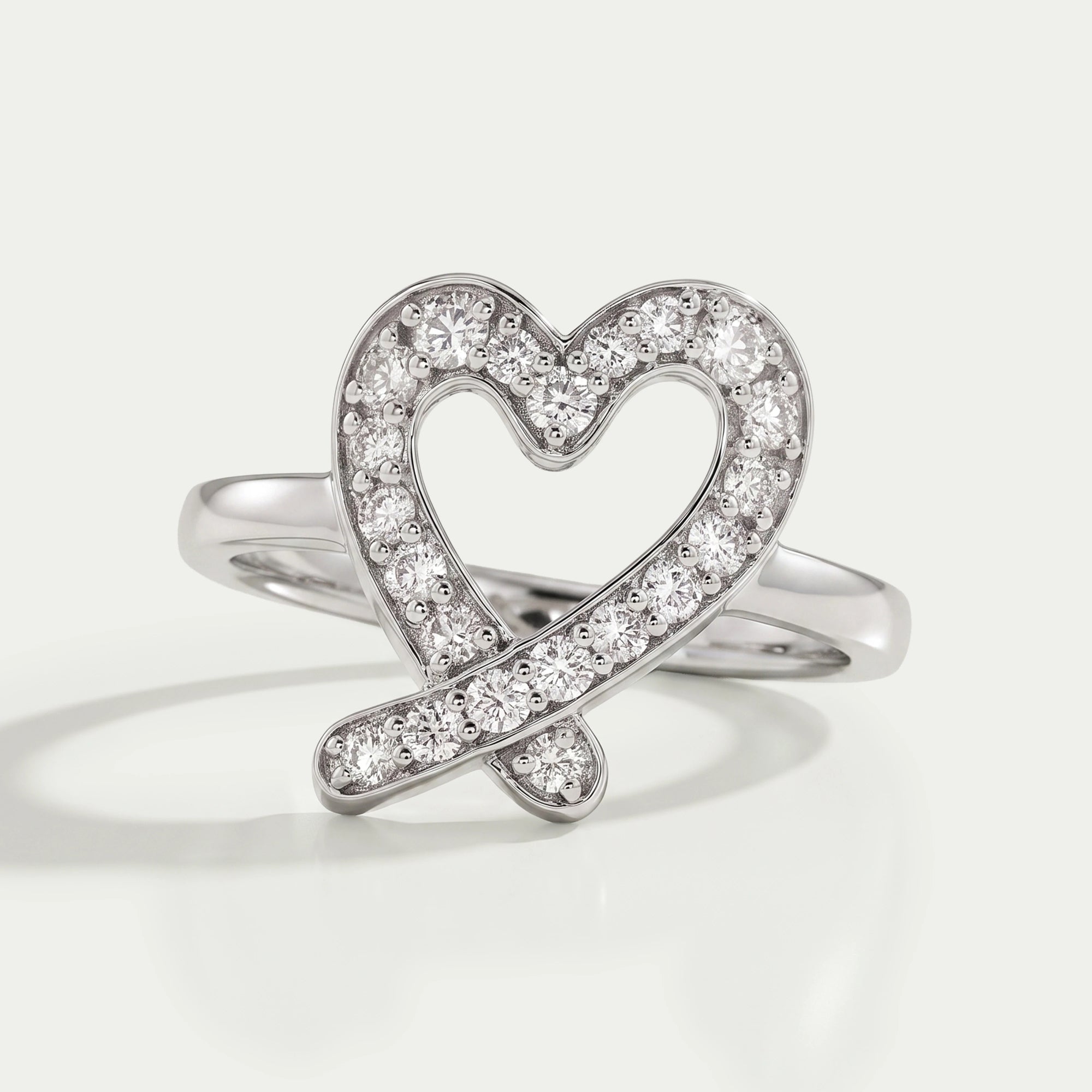 Round Diamond Open Heart Shape Ring