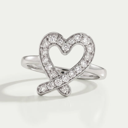 Round Diamond Open Heart Shape Ring