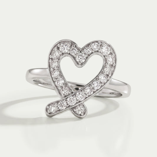 Round Diamond Open Heart Shape Ring