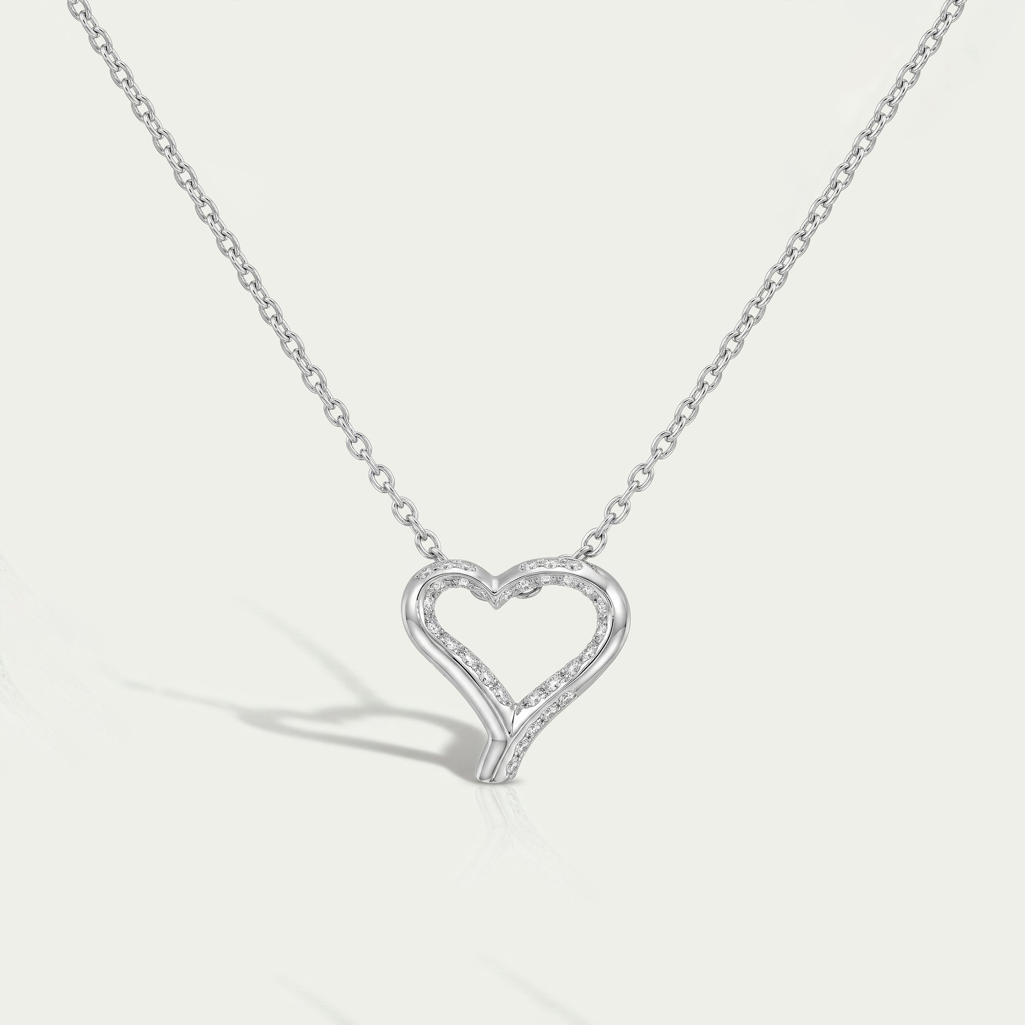 Open Heart Round Lab Diamond Pendant Necklaces