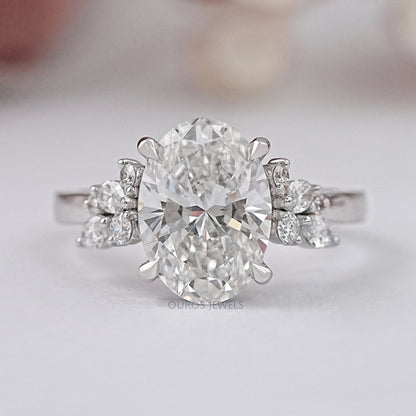 Solitaire Oval Cut Cluster Lab Grown Diamond Ring Ring