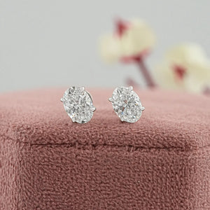 Oval Cut Lab Grown Diamond  Stud Earrings