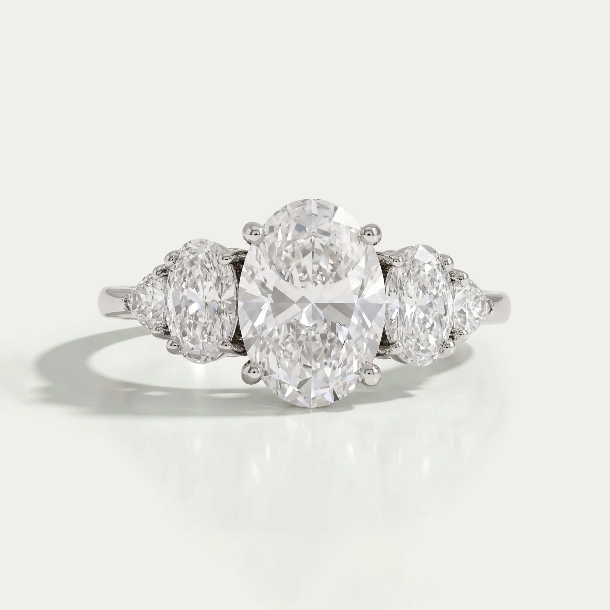 Oval And Trillion Lab Diamond Five Stone Engagement Ring Rings
