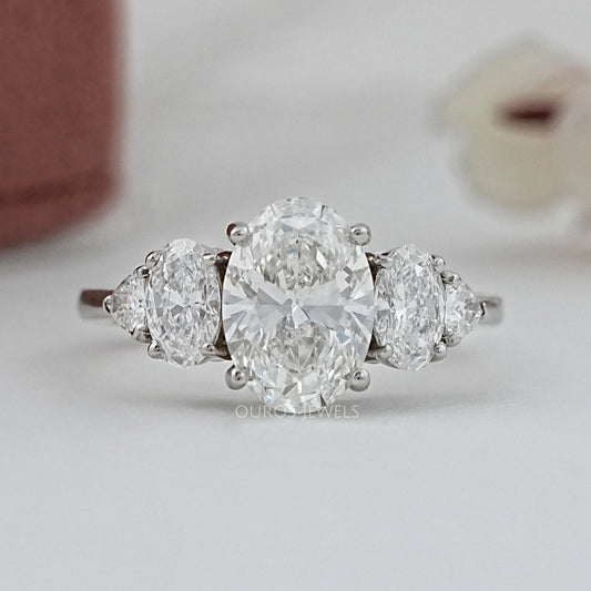 Oval And Trillion Lab Diamond Five Stone Engagement Ring Rings