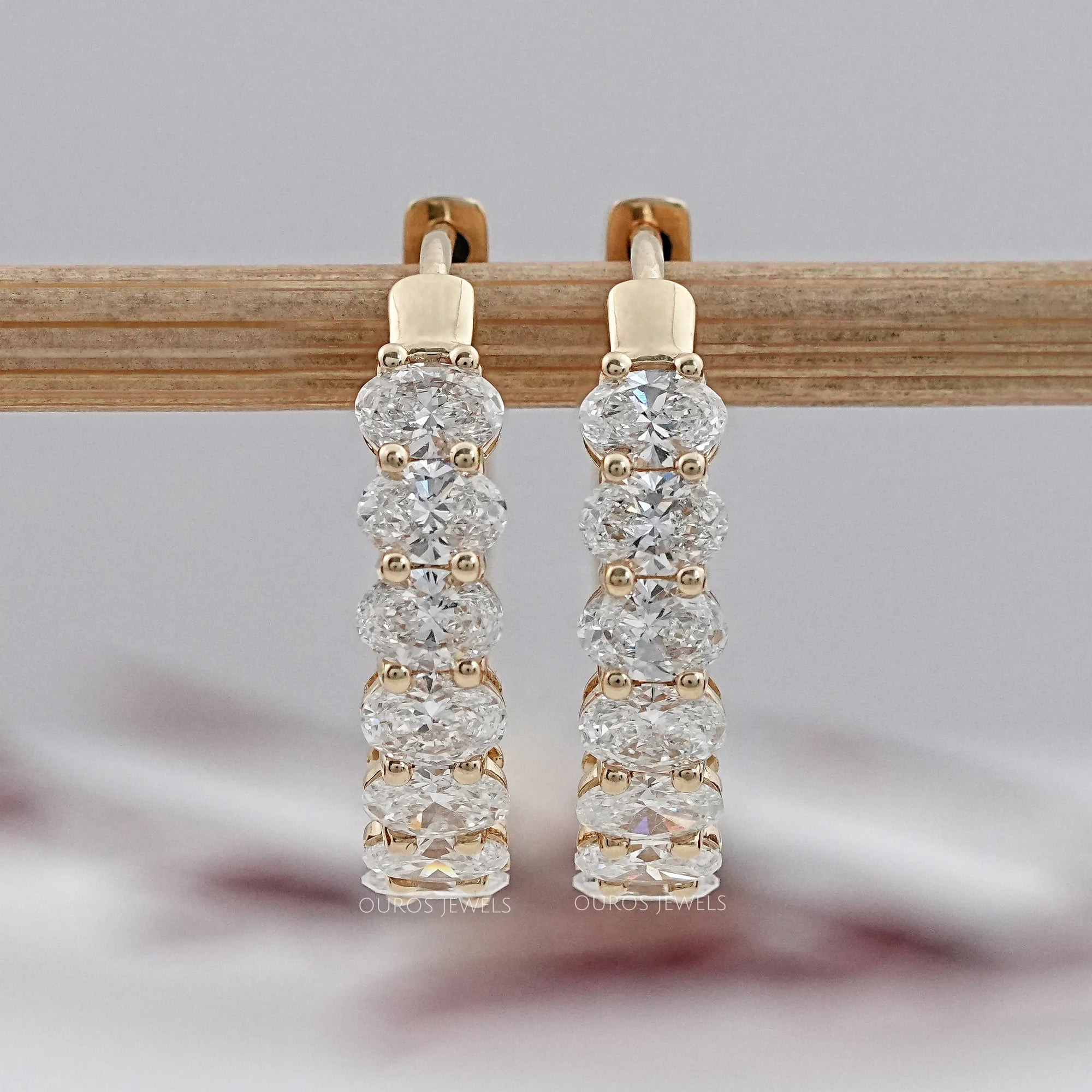 East West Oval Lab Grown Diamond Hoop Earrings Earrings