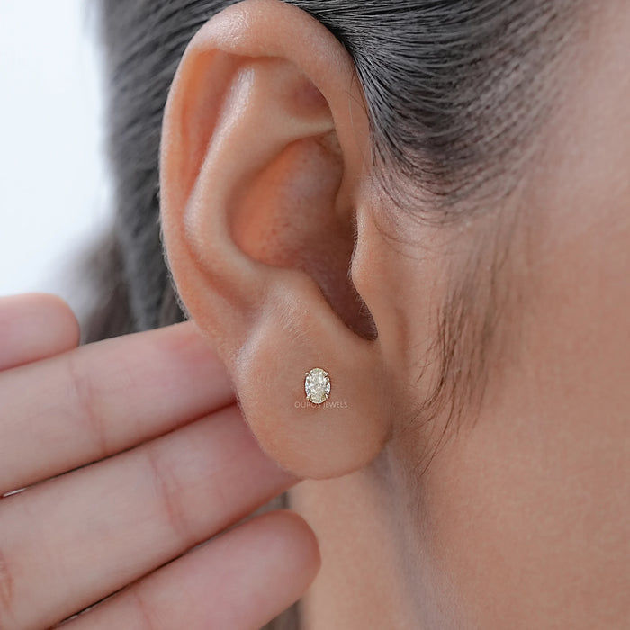 Yellow Oval lab Diamond Stud Earrings