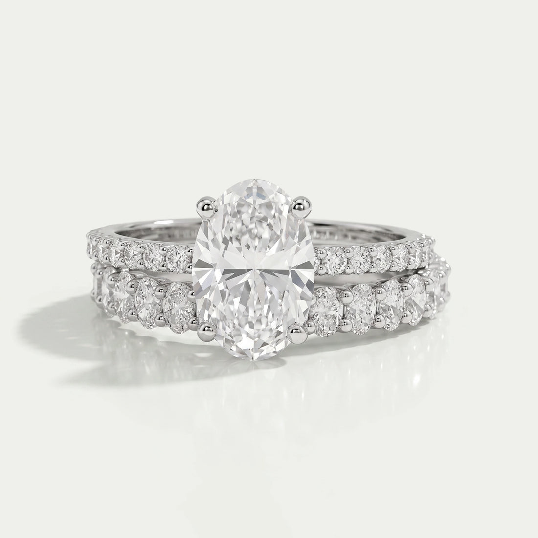 Oval Shape Lab Diamond Bridal Engagement Ring Set