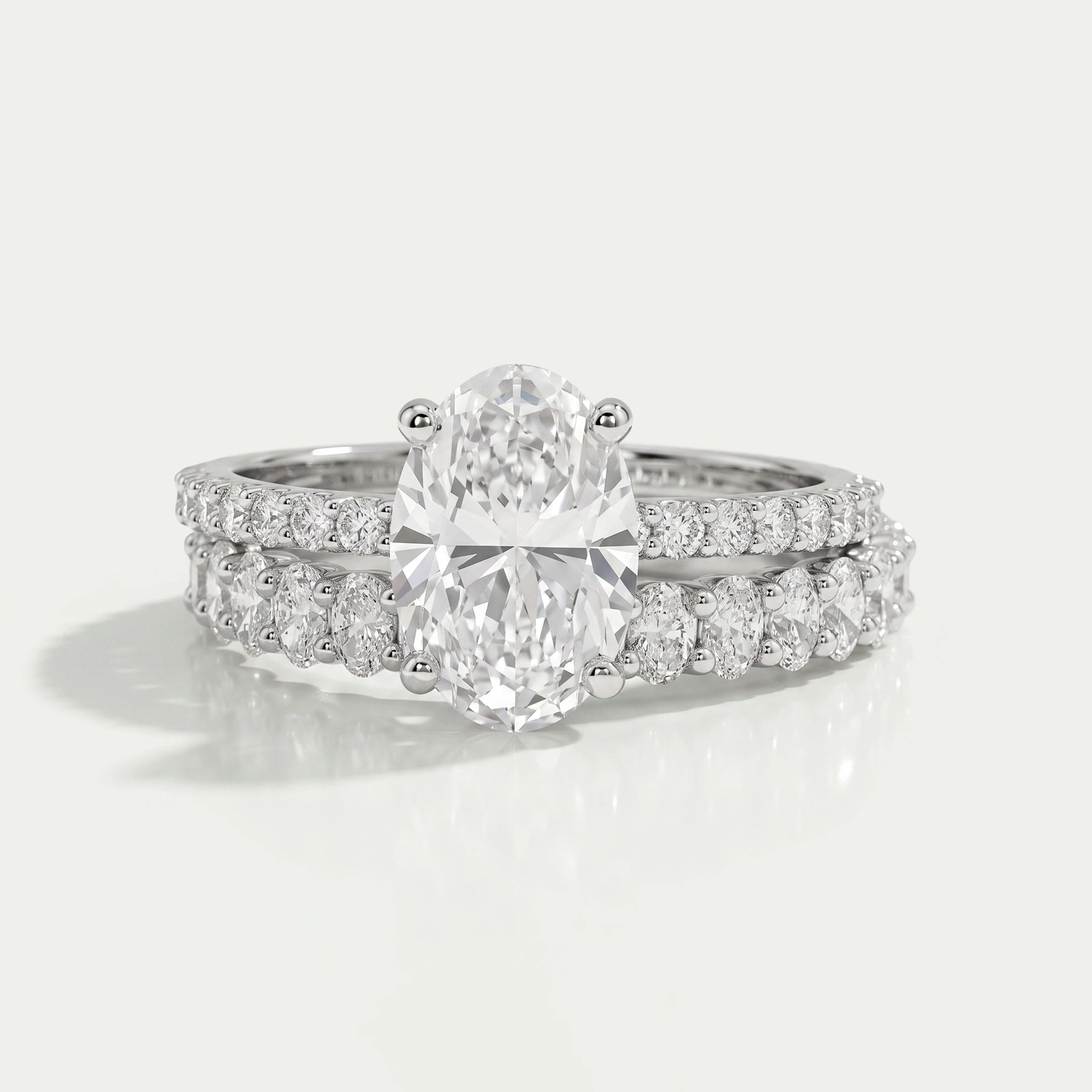 Oval Shape Lab Diamond Bridal Engagement Ring Set