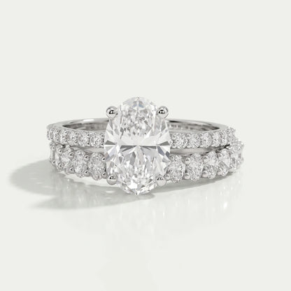 Oval Shape Lab Diamond Bridal Engagement Ring Set