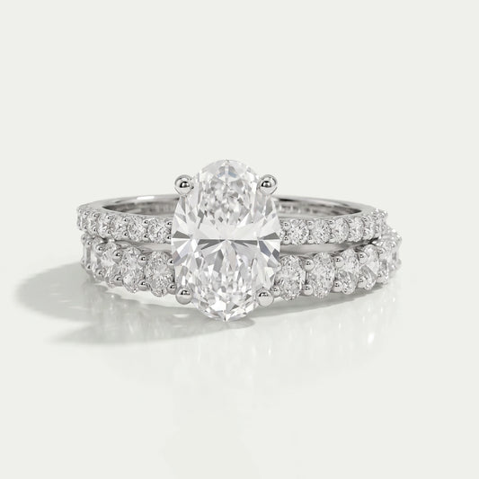 Oval Shape Lab Diamond Bridal Engagement Ring Set