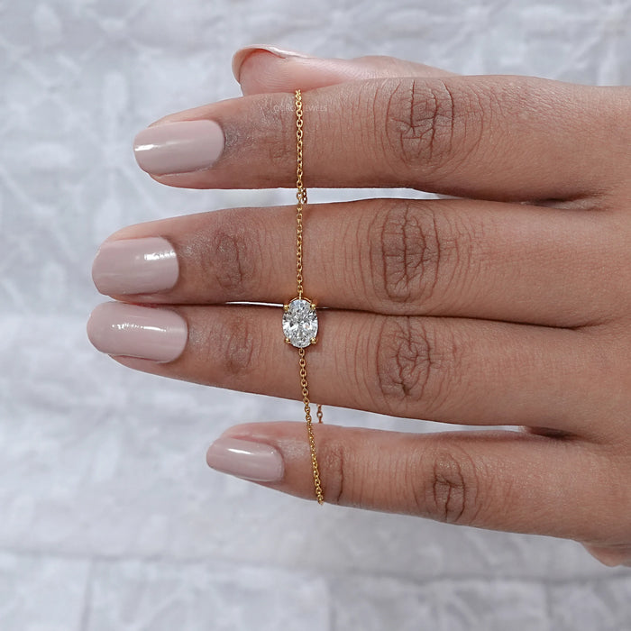 Oval Cut Lab Diamond Solitaire Chain Bracelet