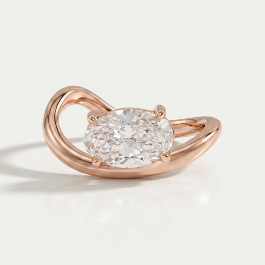Oval Cut Solitaire Curved Engagement Ring Ring