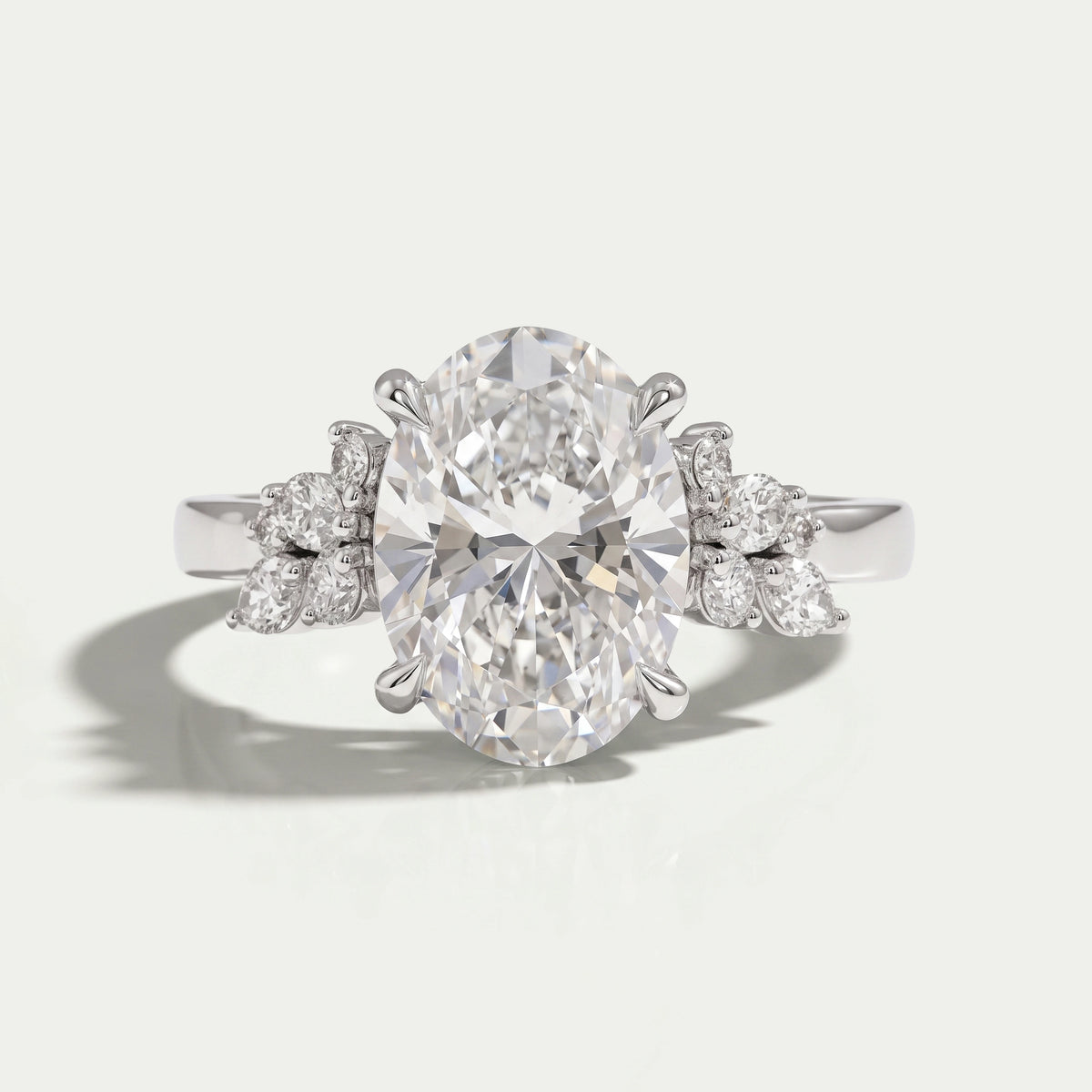 Solitaire Oval Cut Cluster Lab Grown Diamond Ring Ring