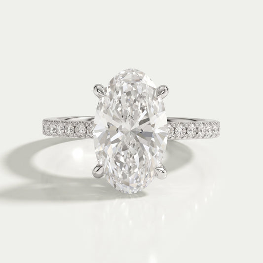 Oval Cut Solitaire Diamond With Accents Engagement Ring Rings