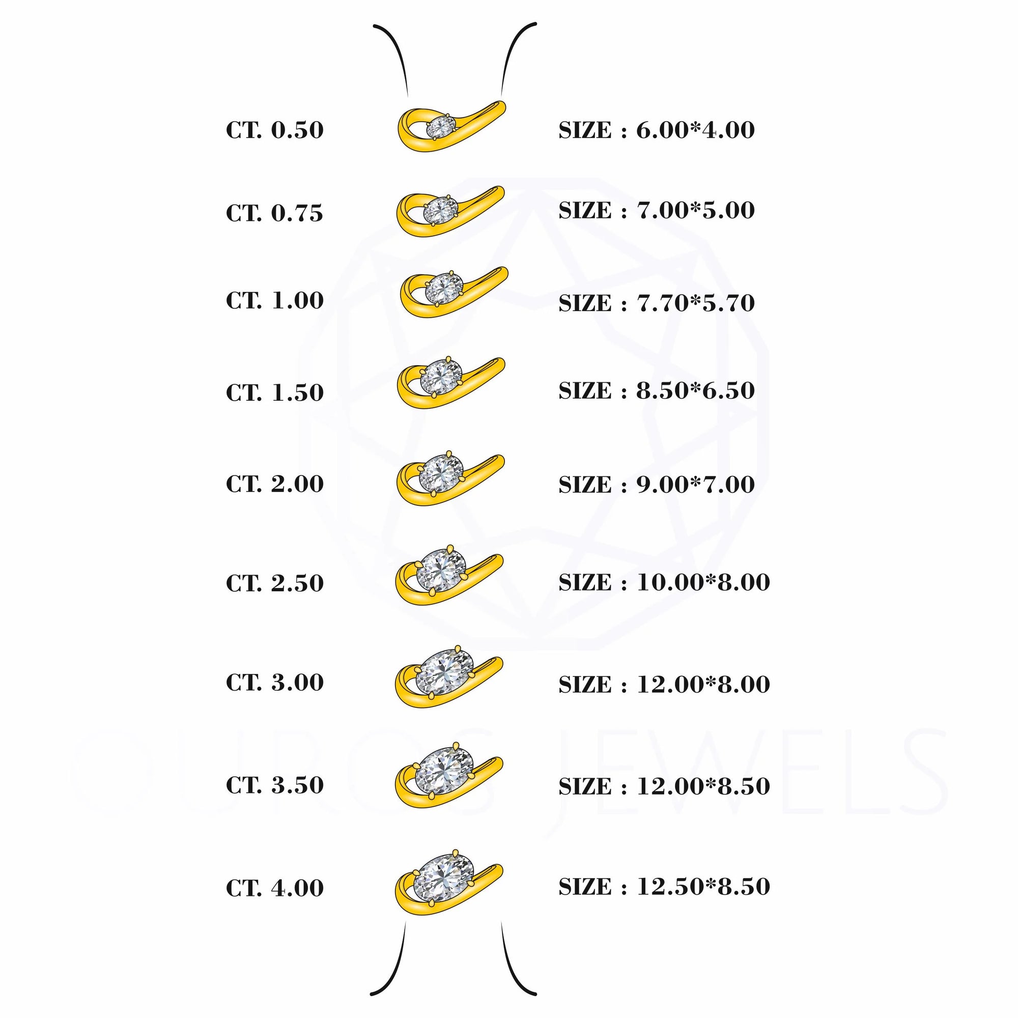 Oval Cut Solitaire Curved Engagement Ring Ring