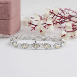 Yellow Oval Cut Halo Lab Grown Diamond Bracelet