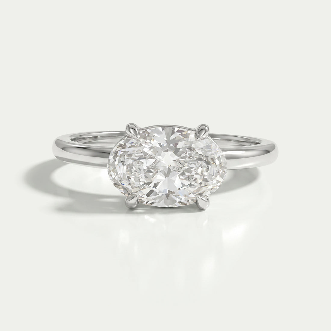 East West Oval Diamond Solitaire Engagement Ring Rings