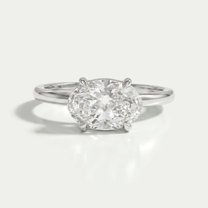 East West Oval Diamond Solitaire Engagement Ring Rings