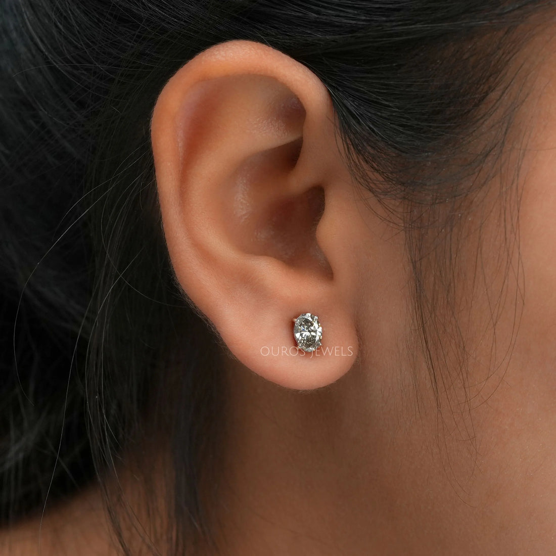 Olive Oval Cut Solitaire Stud Earrings Earring