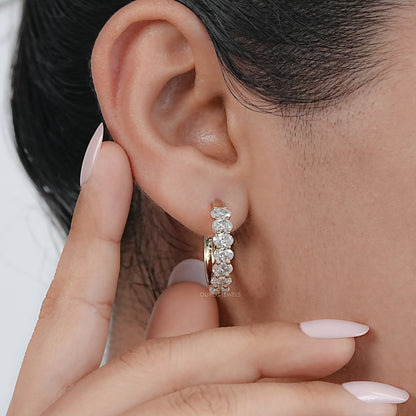East West Oval Lab Grown Diamond Hoop Earrings Earrings